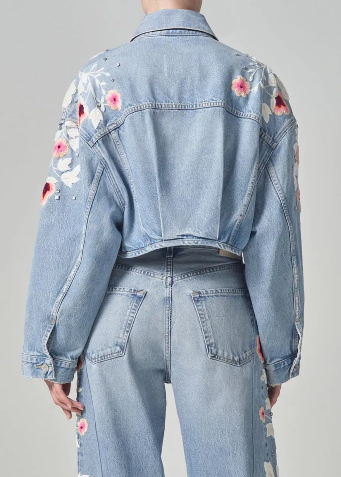 Citizens Of Humanity Lena Embroidered Cropped Jacket Tulip Women Jackets