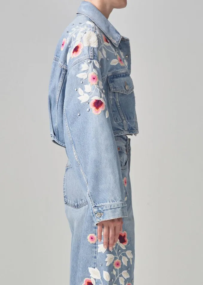 Citizens Of Humanity Lena Embroidered Cropped Jacket Tulip Women Jackets