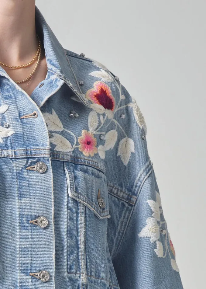 Citizens Of Humanity Lena Embroidered Cropped Jacket Tulip Women Jackets