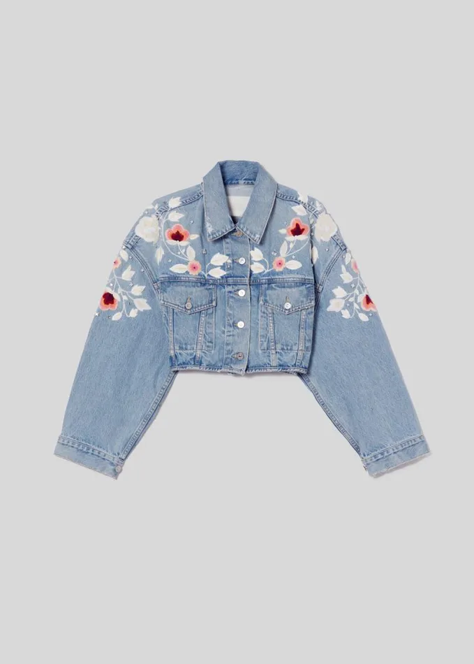 Citizens Of Humanity Lena Embroidered Cropped Jacket Tulip Women Jackets