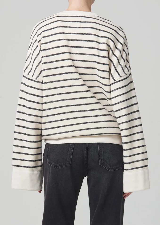 Citizens Of Humanity Luella Cape Sleeve Fleece Channing Stripe Women Tops