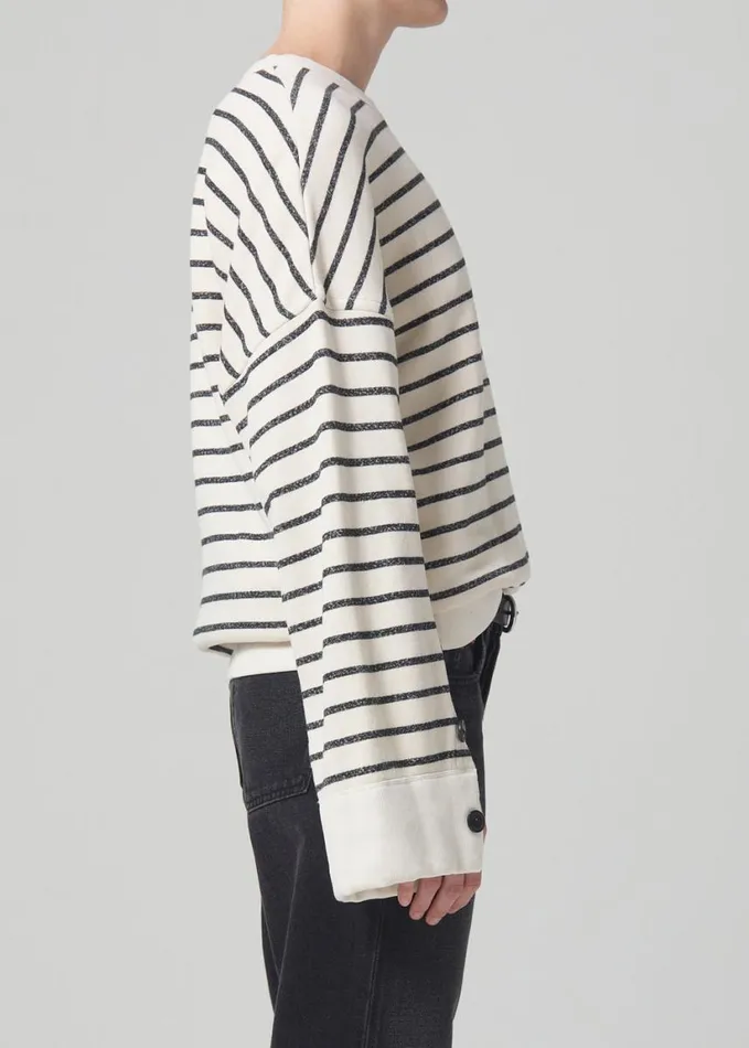 Citizens Of Humanity Luella Cape Sleeve Fleece Channing Stripe Women Tops