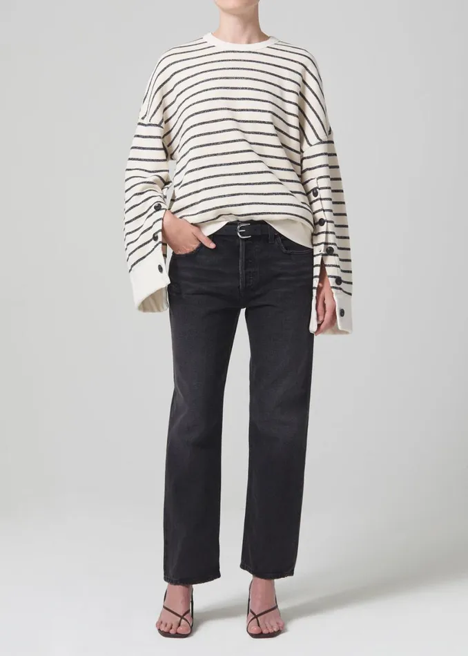 Citizens Of Humanity Luella Cape Sleeve Fleece Channing Stripe Women Tops
