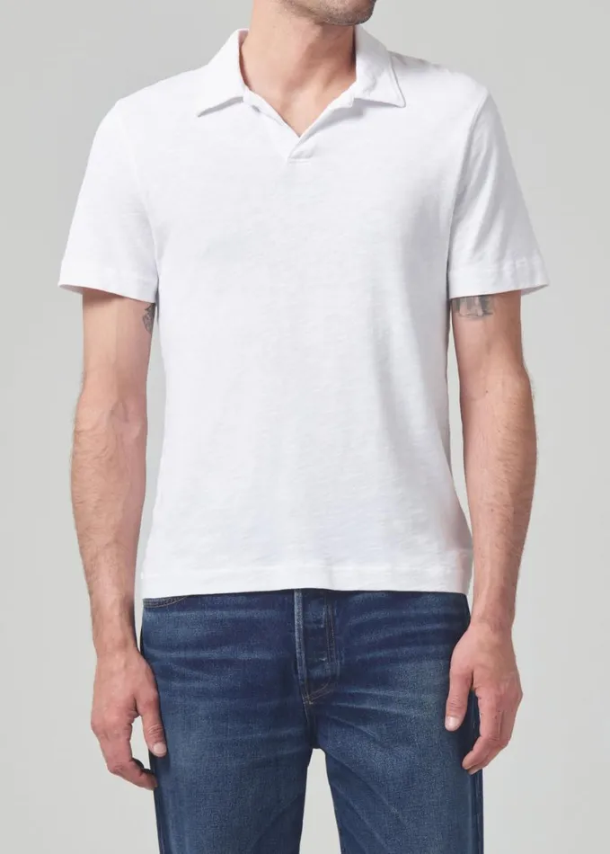 Citizens Of Humanity Malachi Slub Polo Optic White Men Shirts