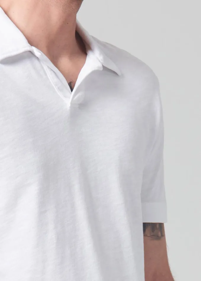 Citizens Of Humanity Malachi Slub Polo Optic White Men Shirts