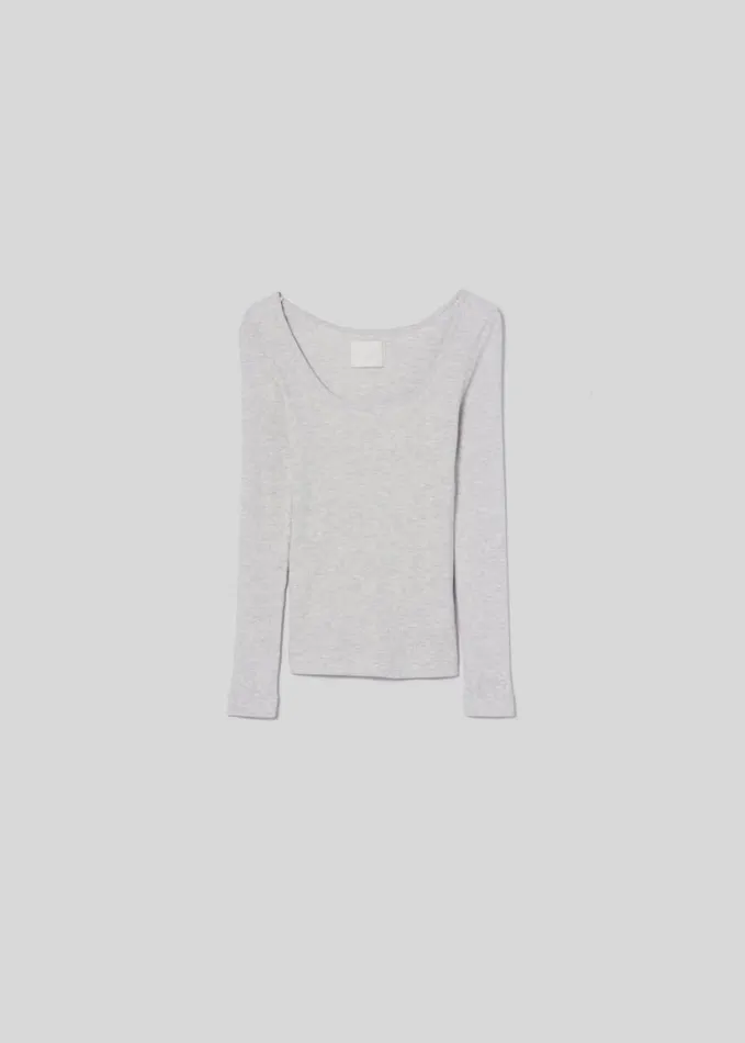Citizens Of Humanity Margie Ballet Neck Long Sleeve Heather Grey Women Tops