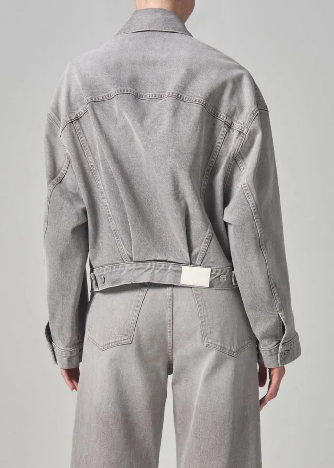 Citizens Of Humanity Quira Puff Denim Jacket Quartz Grey Women Jackets