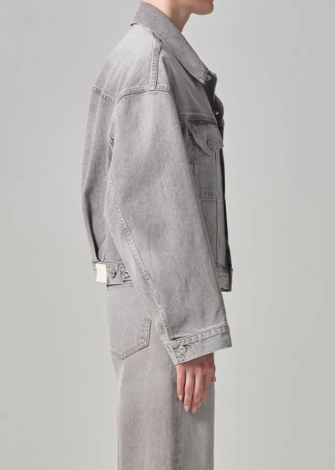 Citizens Of Humanity Quira Puff Denim Jacket Quartz Grey Women Jackets