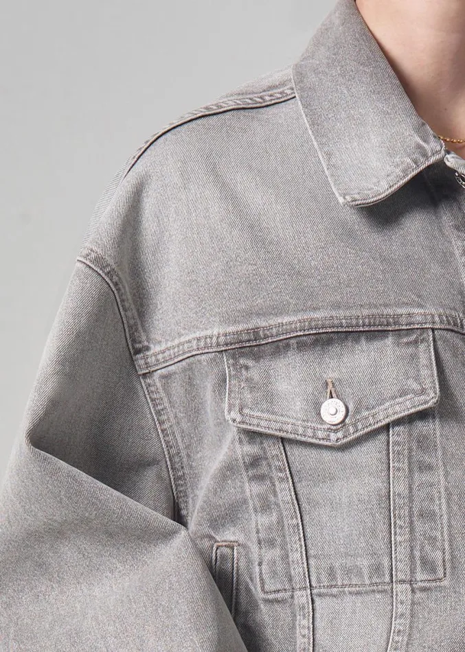 Citizens Of Humanity Quira Puff Denim Jacket Quartz Grey Women Jackets
