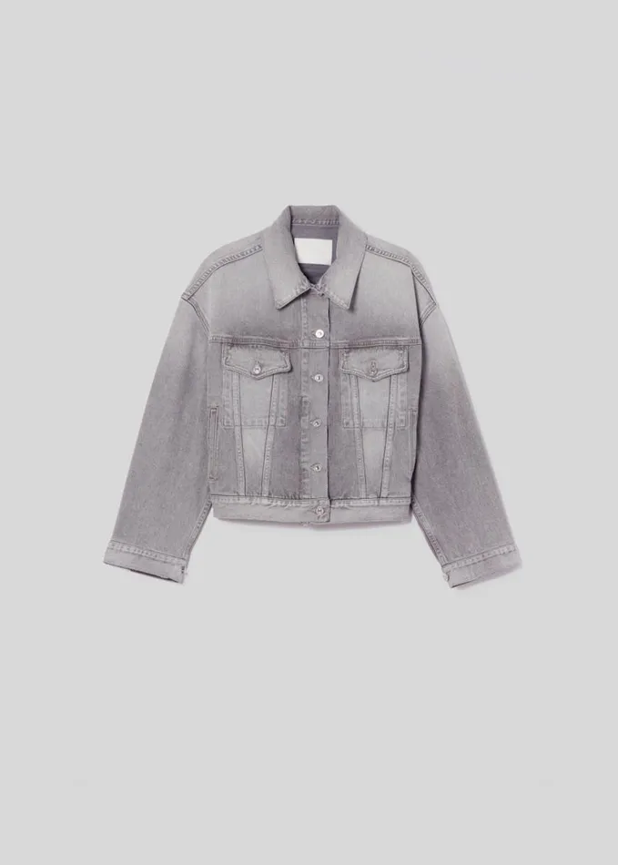 Citizens Of Humanity Quira Puff Denim Jacket Quartz Grey Women Jackets