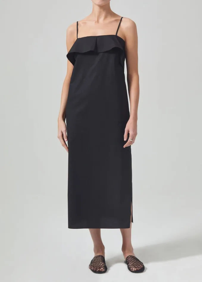 Citizens Of Humanity Sable Flounce Dress Black Women Dresses and Jumpsuits
