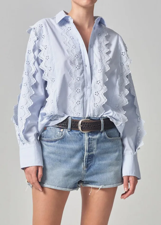 Citizens Of Humanity Shay Popover With Scalloped Trim Santa Cruz Women Tops