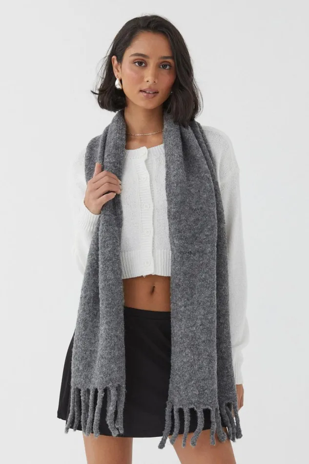 ClothingAccessories Supr Knitwear Bella Boucle Knit Scarf Grey Marle ClothingAccessories Supr Knitwear Bella Boucle Knit Scarf Grey Marle