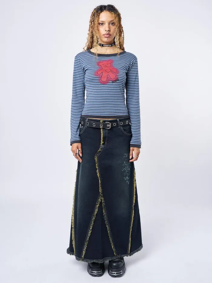 Clothing Alexis Lined Denim Maxi Skirt Minga London Skirts