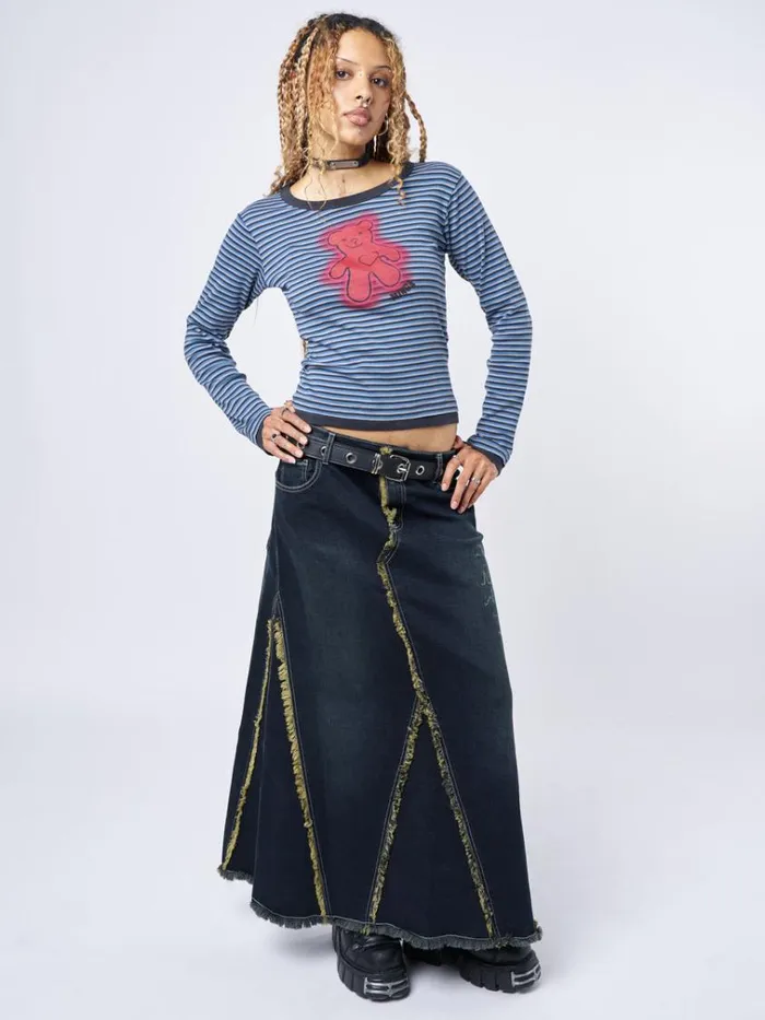 Clothing Alexis Lined Denim Maxi Skirt Minga London Skirts