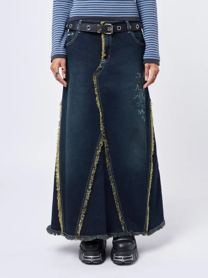 Clothing Alexis Lined Denim Maxi Skirt Minga London Skirts