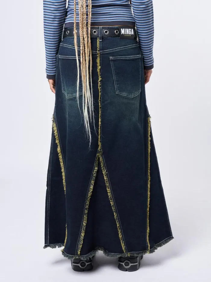 Clothing Alexis Lined Denim Maxi Skirt Minga London Skirts