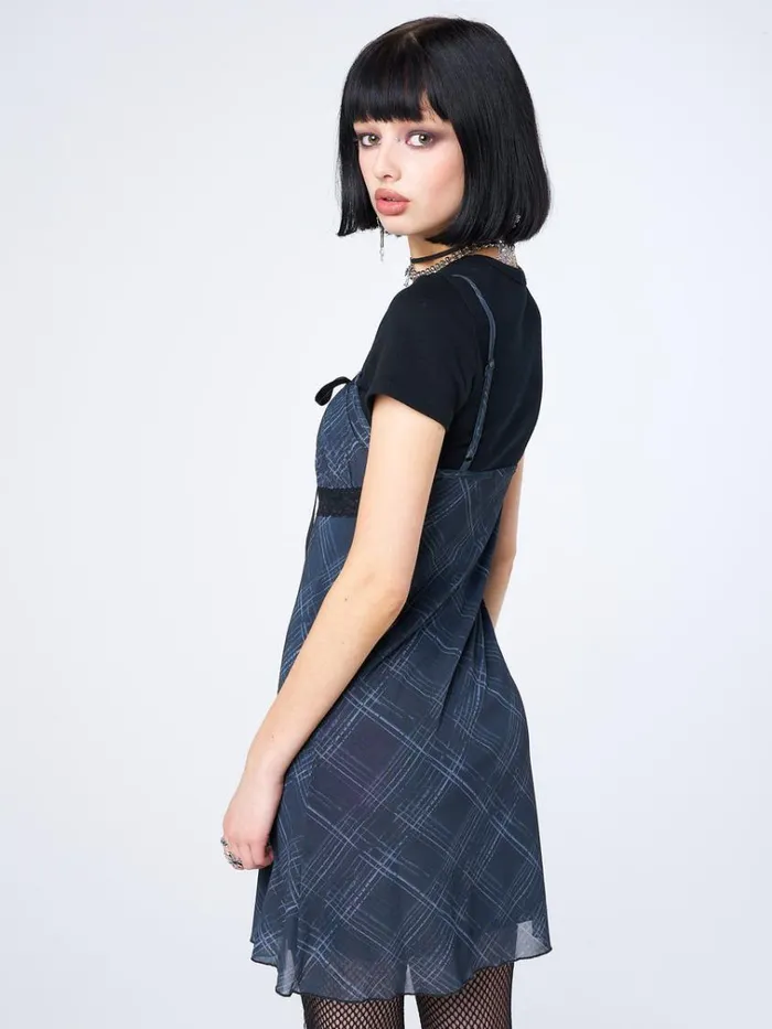 Clothing Amber Tartan Lace Trim Mini Dress Minga London Dresses