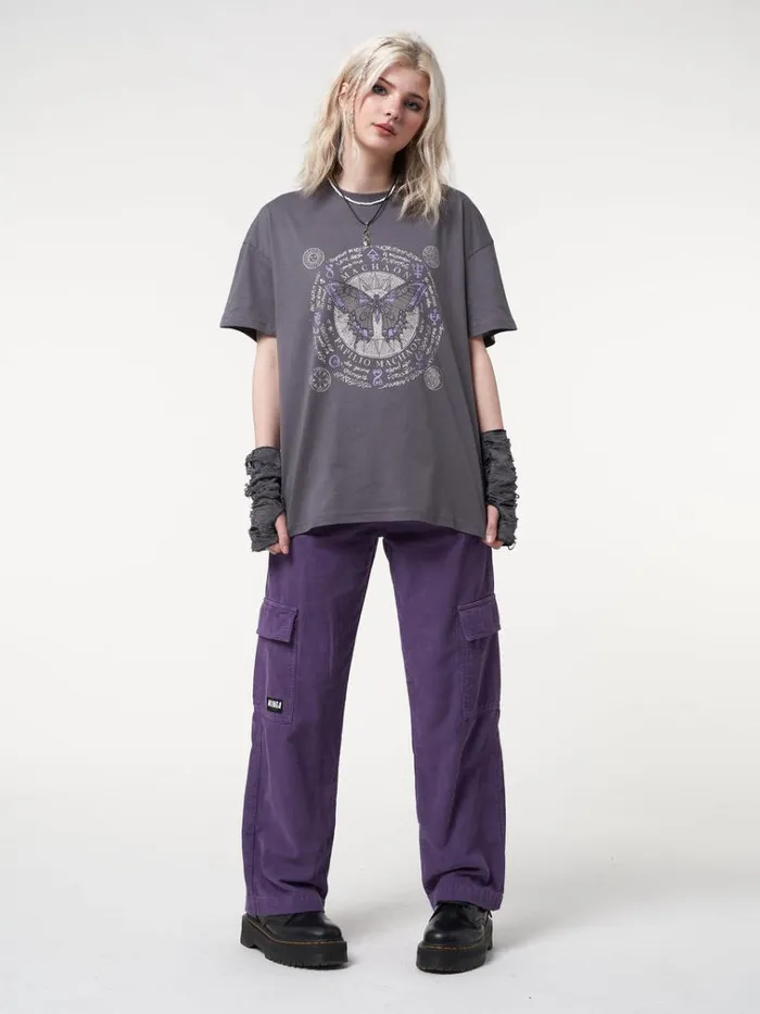 Clothing Ancient Butterfly Charcoal Grey Tshirt Minga London Graphic Tees