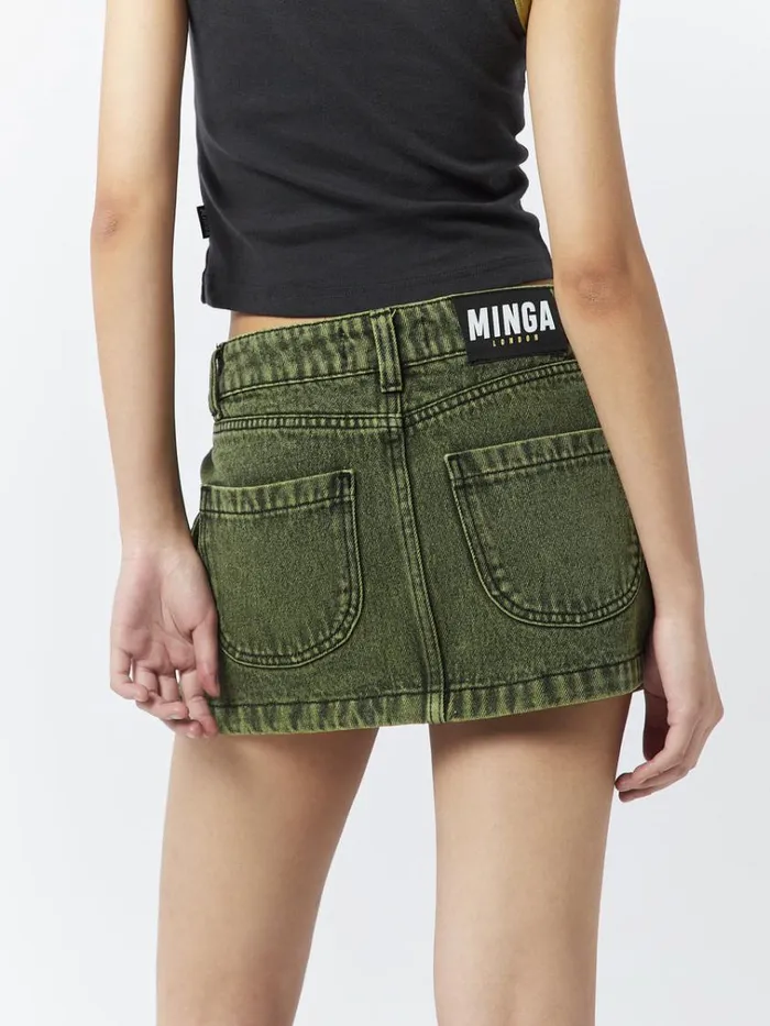 Clothing Ashley Washed Green Mini Cargo Skirt Minga London Skirts