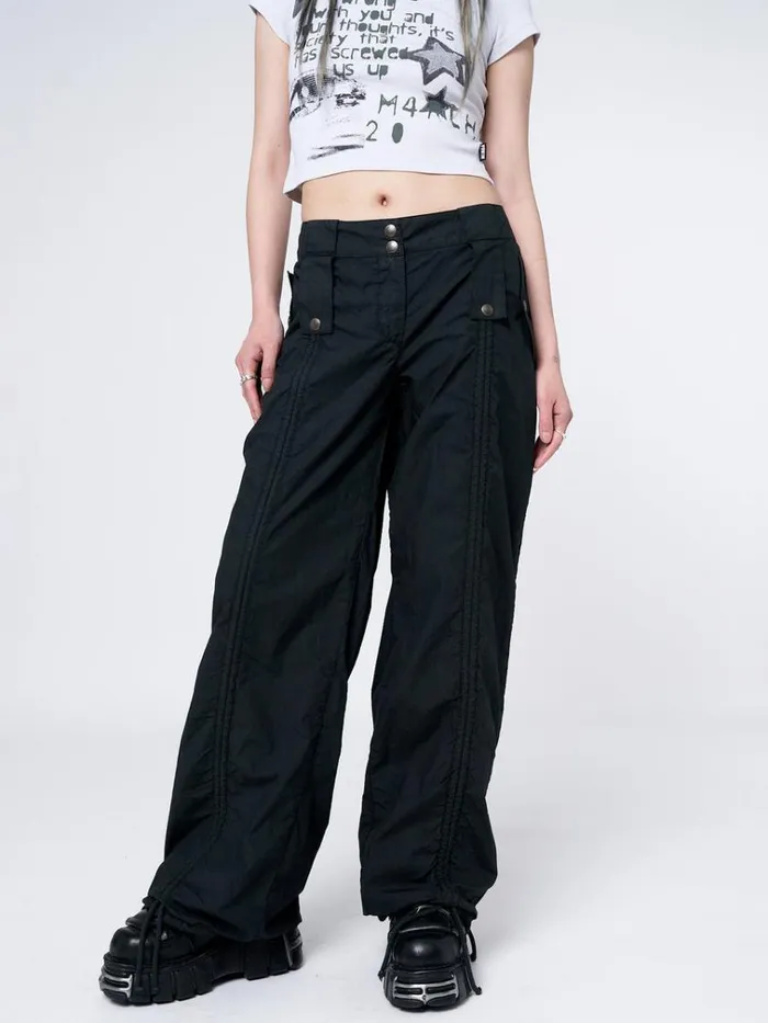 Clothing Bea Black Ruched Front Pants Minga London Pants