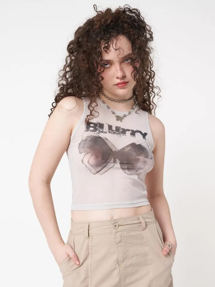 Clothing Blurry Butterfly Mesh Vest Top Minga London Tank Tops