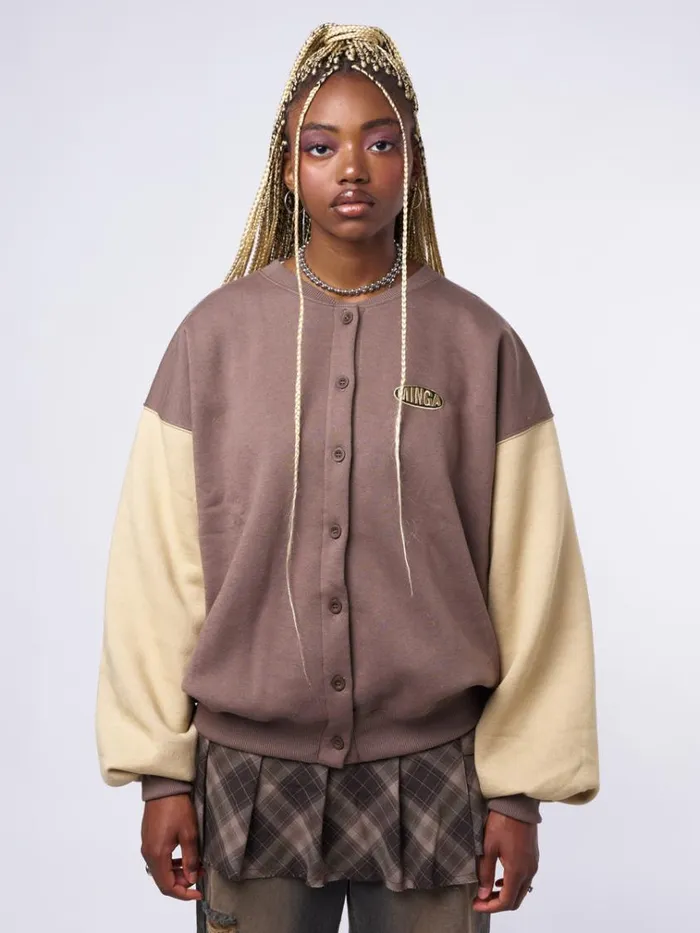 Clothing Brown Beige Colour Block Bomber Jacket Minga London Jackets