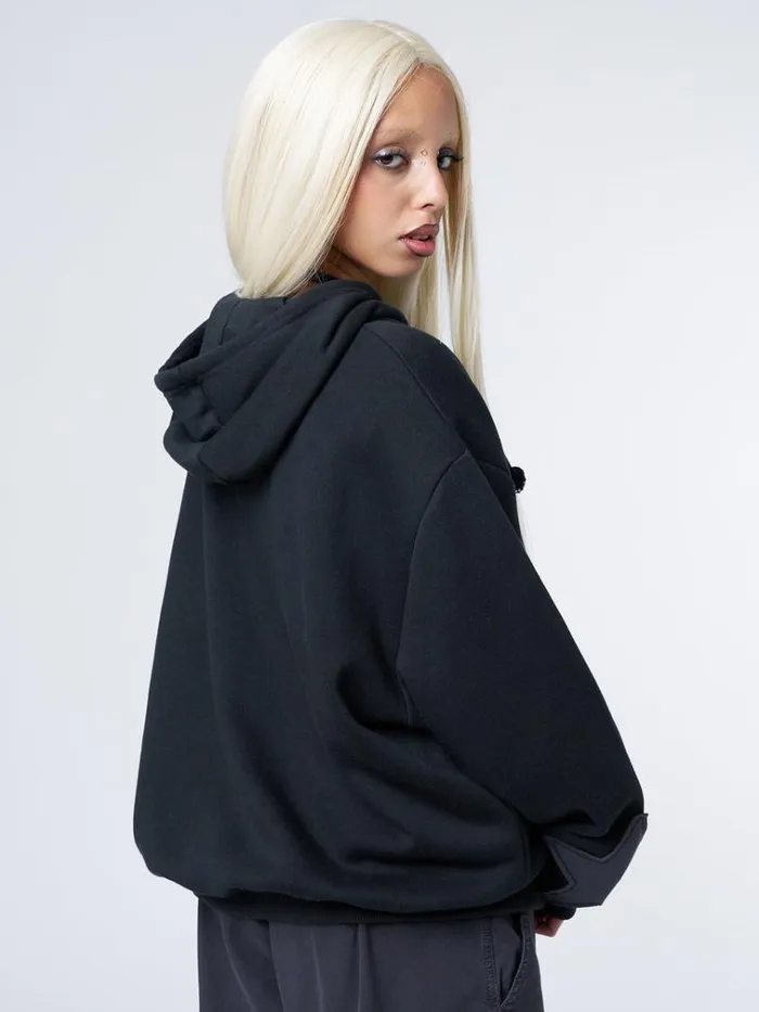 Clothing Celeste Star Black Oversized Zip Up Hoodie Minga London Jackets