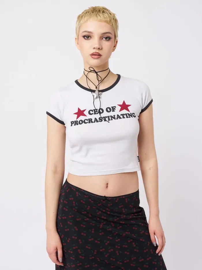 Clothing CEO Of Procrastinating Baby Tee Minga London Crop Tops