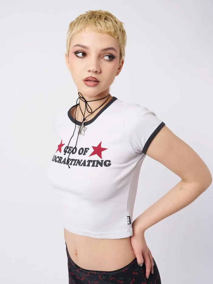 Clothing CEO Of Procrastinating Baby Tee Minga London Crop Tops