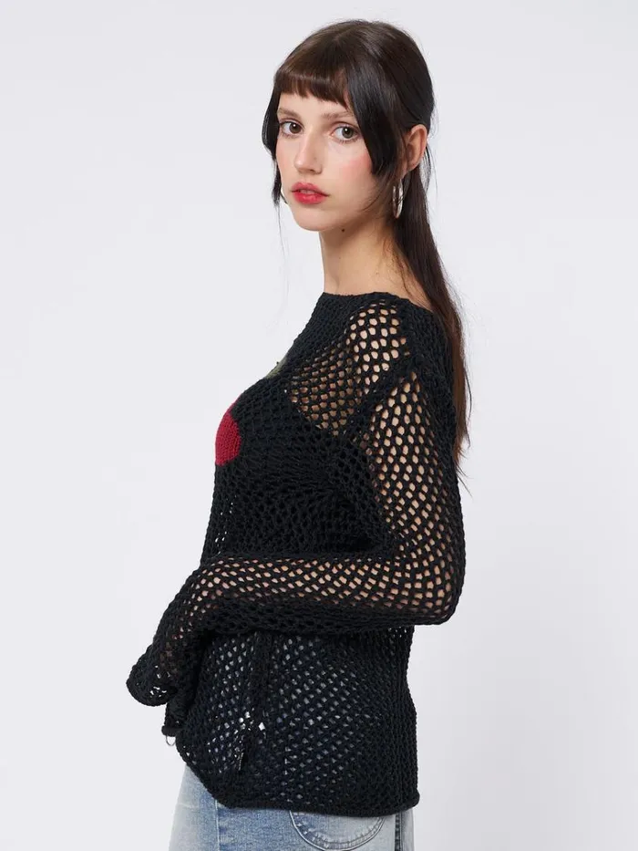 Clothing Cerise Open Knit Jumper Minga London Sweaters