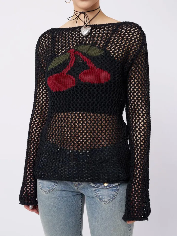 Clothing Cerise Open Knit Jumper Minga London Sweaters