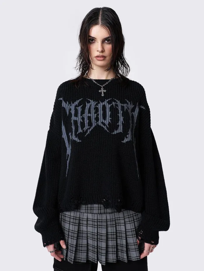 Clothing Chaotic Distressed Knit Jumper Minga London Sweaters