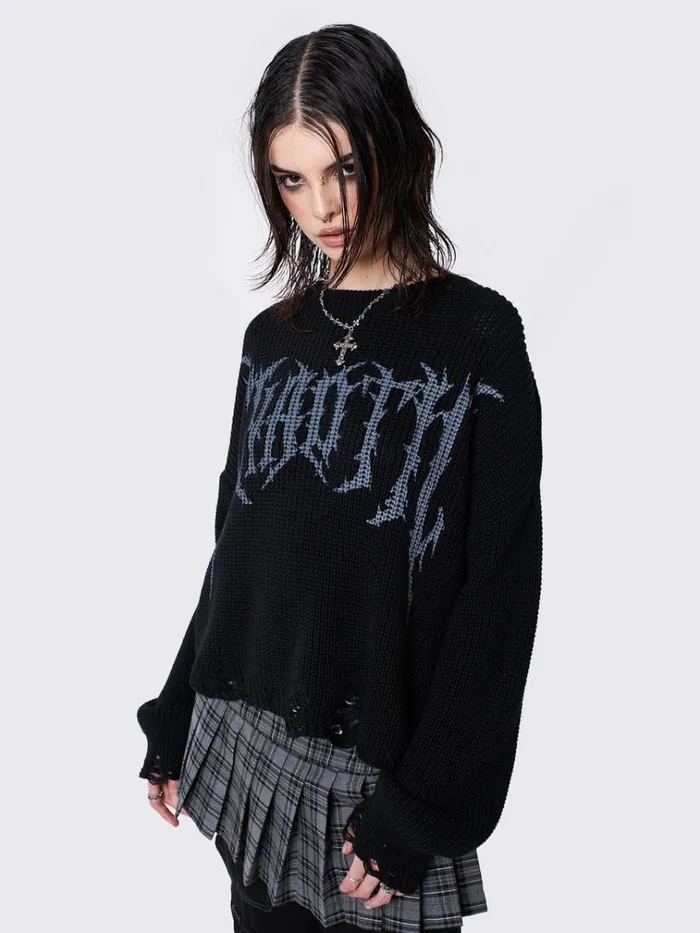 Clothing Chaotic Distressed Knit Jumper Minga London Sweaters