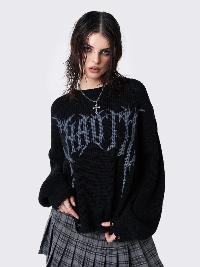 Clothing Chaotic Distressed Knit Jumper Minga London Sweaters