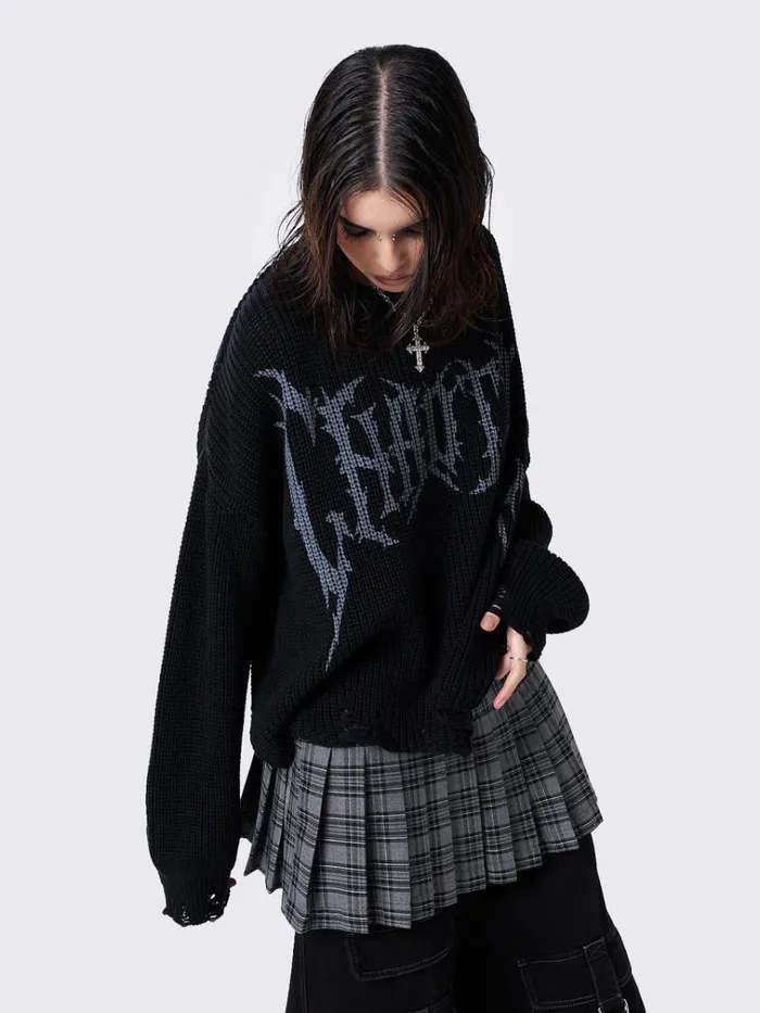 Clothing Chaotic Distressed Knit Jumper Minga London Sweaters