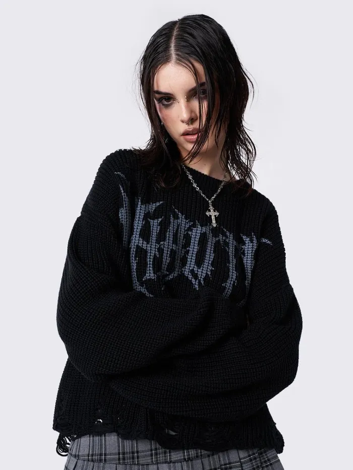 Clothing Chaotic Distressed Knit Jumper Minga London Sweaters