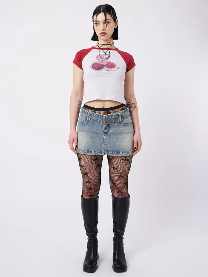 Clothing Cherry Pop Raglan Baby Tee Minga London Crop Tops