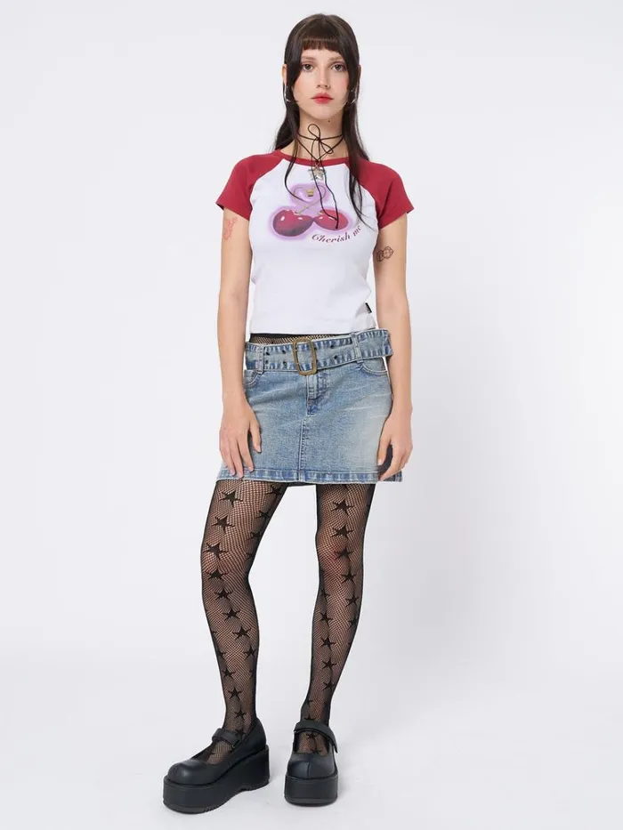Clothing Cherry Pop Raglan Baby Tee Minga London Crop Tops