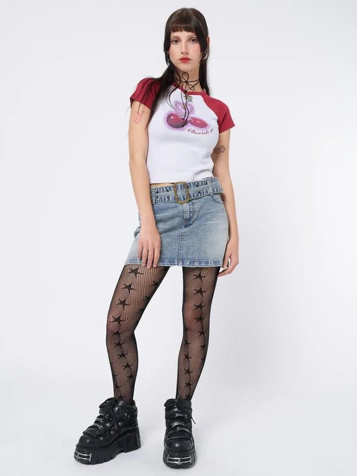 Clothing Cherry Pop Raglan Baby Tee Minga London Crop Tops
