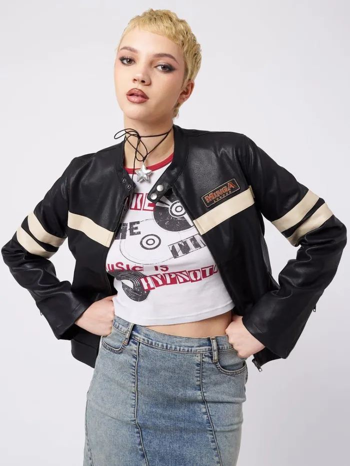 Clothing Chiara Black Vegan Racer Jacket Minga London Jackets