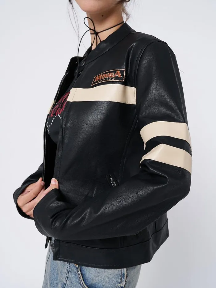 Clothing Chiara Black Vegan Racer Jacket Minga London Jackets