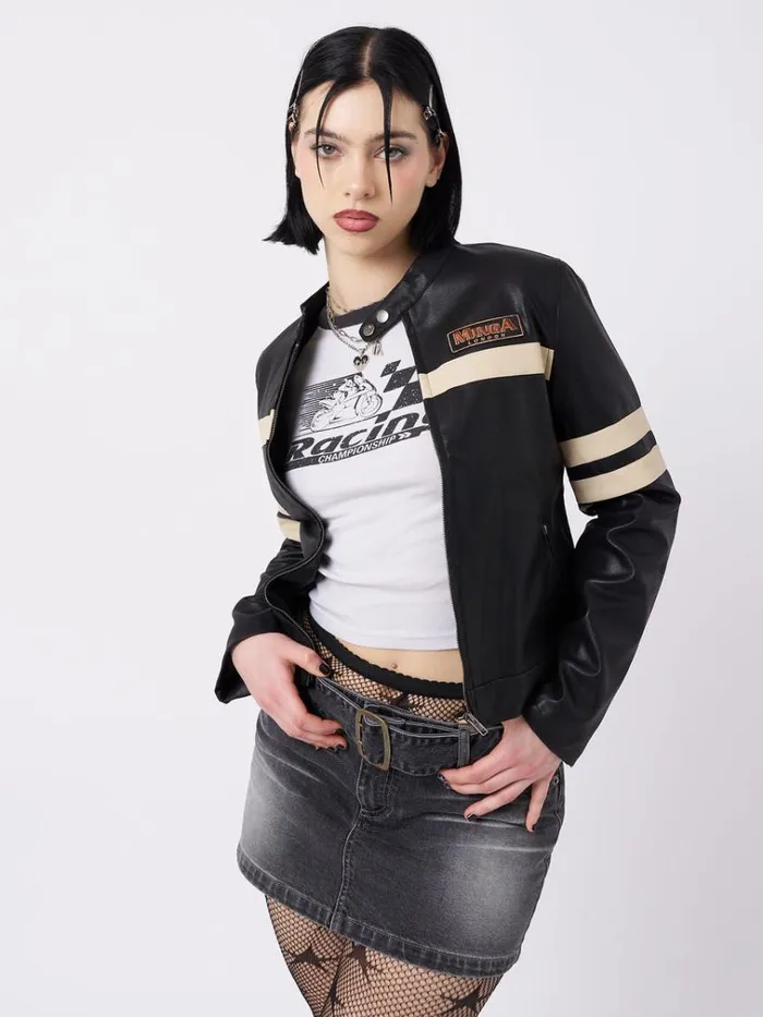 Clothing Chiara Black Vegan Racer Jacket Minga London Jackets