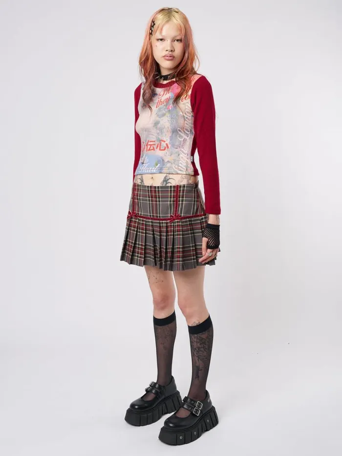 Clothing Curious Cat Red Graphic Top Minga London Long Sleeve Tops