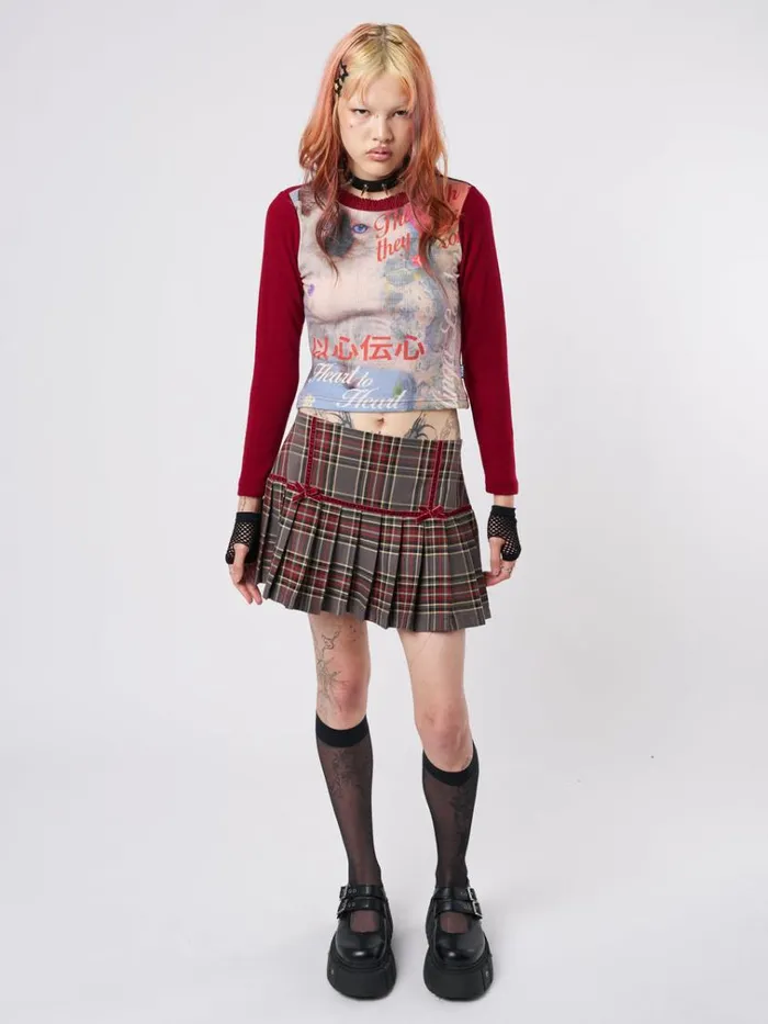 Clothing Curious Cat Red Graphic Top Minga London Long Sleeve Tops