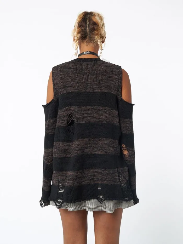 Clothing Curtis Brown Black Striped Knit Jumper Minga London Sweaters