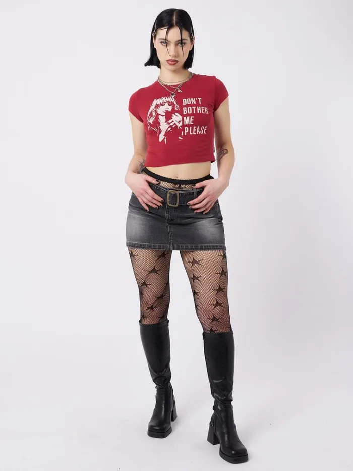 Clothing Don039t Bother Me Plz Red Baby Tee Minga London Crop Tops
