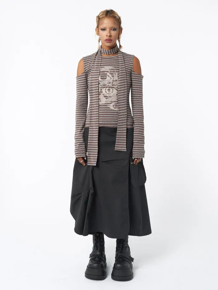 Clothing Don Panic Striped Top and Scarf Set Minga London Long Sleeve Tops