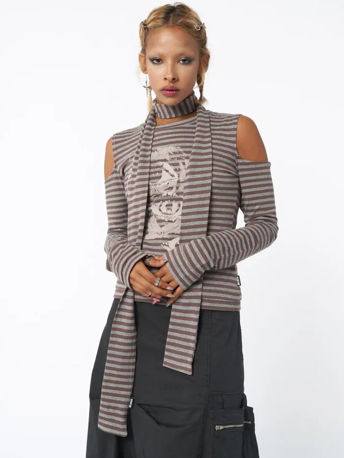 Clothing Don Panic Striped Top and Scarf Set Minga London Long Sleeve Tops