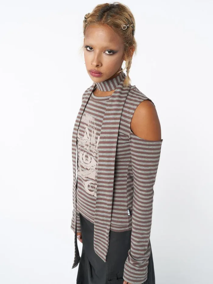 Clothing Don Panic Striped Top and Scarf Set Minga London Long Sleeve Tops